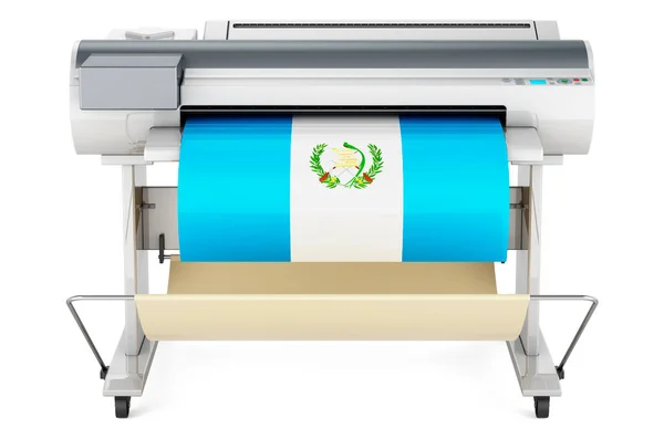 Wide Format Printer Plotter Guatemalan Flag Rendering Isolated White Background — ストック写真