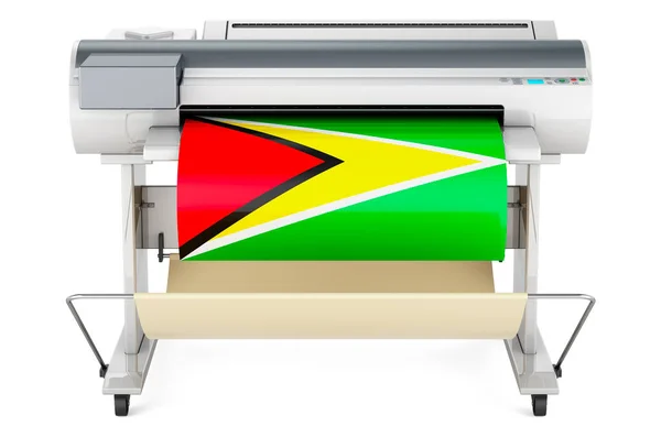 Wide Format Printer Plotter Guyanese Flag Rendering Isolated White Background — ストック写真