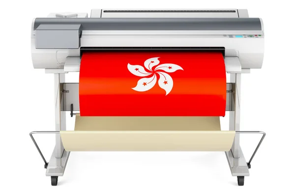 Wide Format Printer Plotter Hong Kong Flag Rendering Isolated White — Foto de Stock