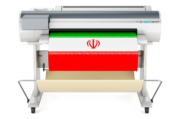 Wide Format Printer Plotter Iranian Flag Rendering Isolated White Background — ストック写真
