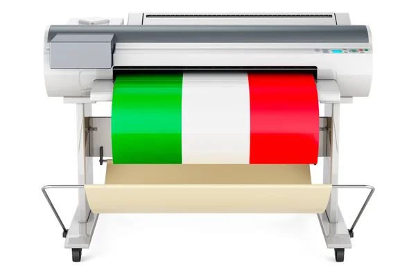 Wide Format Printer Plotter Italian Flag Rendering Isolated White Background — Foto de Stock