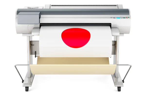 Wide Format Printer Plotter Japanese Flag Rendering Isolated White Background — Foto de Stock