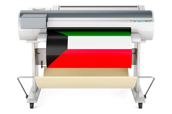 Wide Format Printer Plotter Kuwaiti Flag Rendering Isolated White Background — Foto de Stock