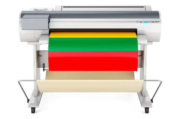 Wide Format Printer Plotter Lithuanian Flag Rendering Isolated White Background — ストック写真