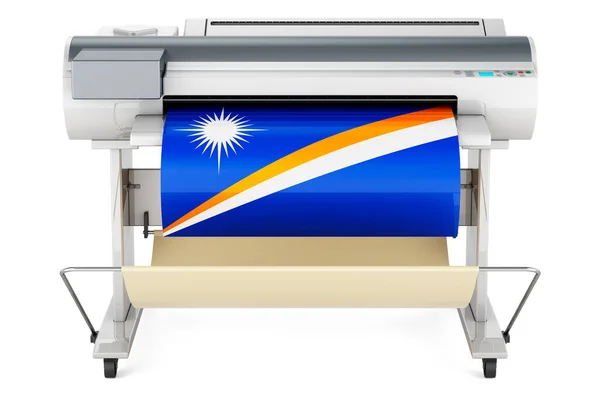 Wide Format Printer Plotter Marshallese Flag Rendering Isolated White Background — ストック写真