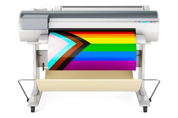 Wide Format Printer Plotter Modern Lgbtq Flag Rendering Isolated White — Stockfoto
