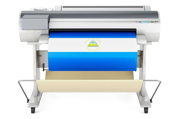 Wide Format Printer Plotter Nicaraguan Flag Rendering Isolated White Background — Foto de Stock