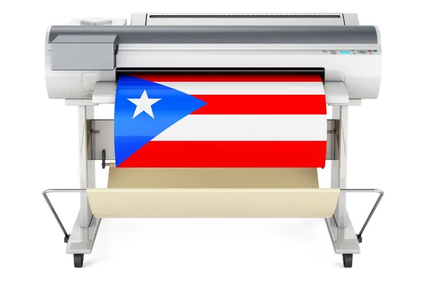 Wide Format Printer Plotter Puerto Rican Flag Rendering Isolated White —  Fotos de Stock