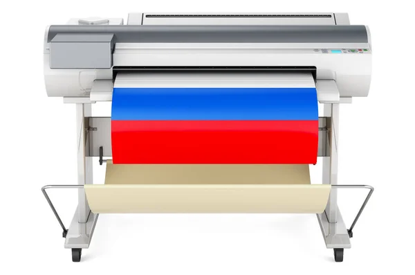 Wide Format Printer Plotter Russian Flag Rendering Isolated White Background — Stock fotografie