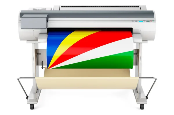 Wide Format Printer Plotter Seychelloise Flag Rendering Isolated White Background — Foto de Stock