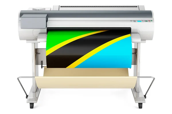 Wide Format Printer Plotter Tanzanian Flag Rendering Isolated White Background — ストック写真