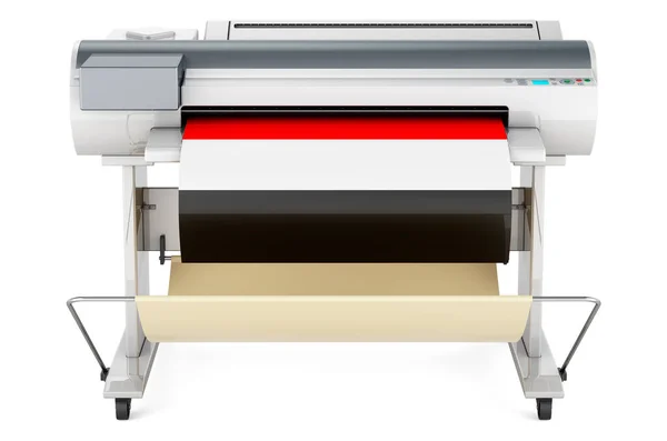 Wide Format Printer Plotter Yemeni Flag Rendering Isolated White Background — Foto de Stock