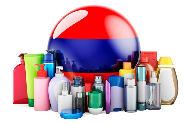 Armenian Flag Cosmetic Bottles Hair Facial Skin Body Care Products — ストック写真