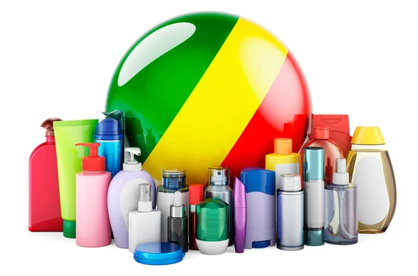 Congolese Flag Cosmetic Bottles Hair Facial Skin Body Care Products — Stockfoto