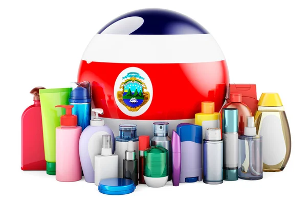 Costa Rican Flag Cosmetic Bottles Hair Facial Skin Body Care — ストック写真