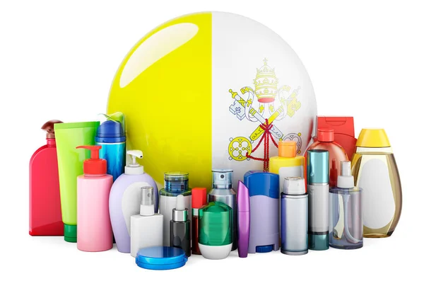 Vatican Flag Cosmetic Bottles Hair Facial Skin Body Care Products — ストック写真