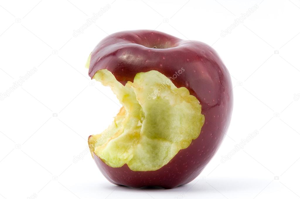 Chewed red apple