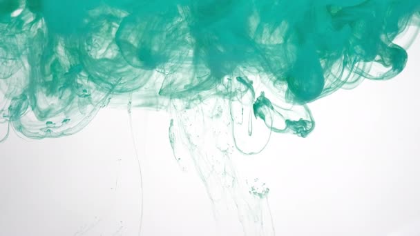 Хмара Ятного Зеленого Акварельного Чорнила Воді Білому Тлі Прекрасний Абстрактний — стокове відео