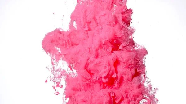 Vernici Rosa Sono Mescolate Acqua Nuvola Colorata Inchiostro Sfondo Bianco — Foto Stock