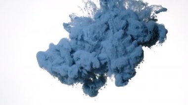 Beyaz arka planda suda mavi suluboya mürekkep. Suyun içindeki renkli akrilik boyaların yavaş hareketi. Müthiş soyut bir arka plan. Ekran koruyucu, rahatlatıcı meditasyon arkaplanı.