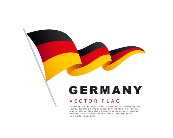Flaga Niemiec Wisi Maszcie Flagowym Wiszącym Wietrze Ilustracja Wektora Odizolowana — Wektor stockowy