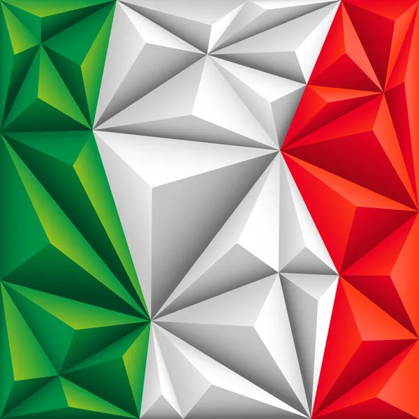 Abstract Polygonal Background Colorful Green White Red Stripes Italian Flag — Stock Vector