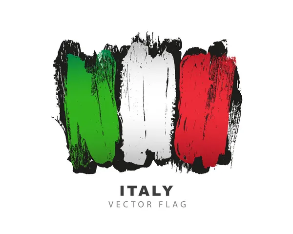 Italien Flagge Handgezeichnete Farbige Pinselstriche Vektor Illustration Isoliert Auf Weißem — Stockvektor