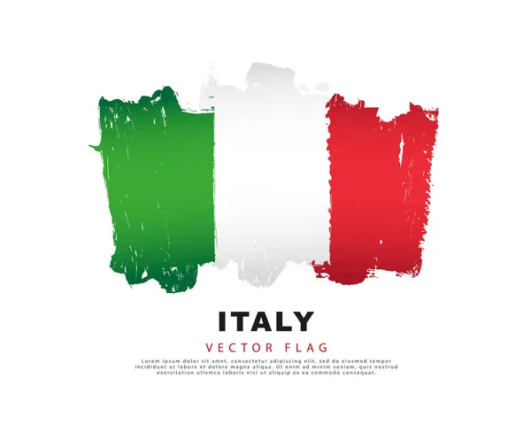 Italská Vlajka Zelené Bílé Červené Tahy Štětcem Vektorová Ilustrace Izolovaná — Stockový vektor