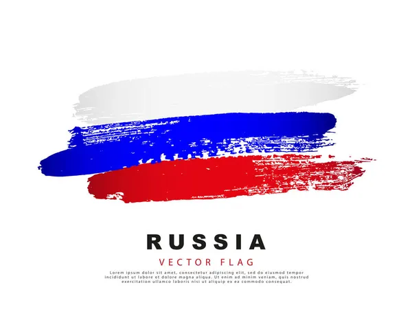 Rysk Flagga Handritade Vita Blå Och Röda Penseldrag Vektor Illustration — Stock vektor