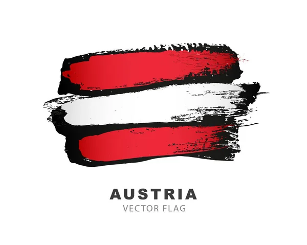 Bandera Austria Pinceladas Pintadas Mano Ilustración Vectorial Aislada Sobre Fondo — Vector de stock