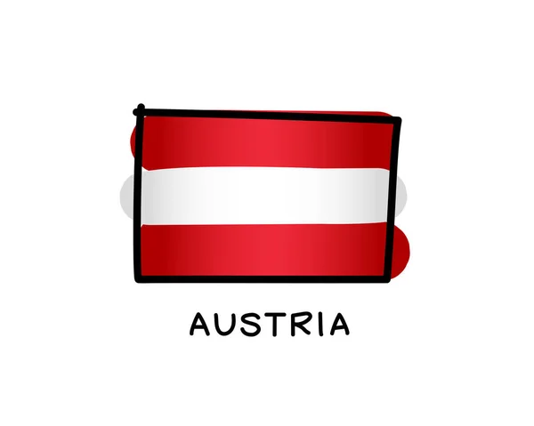 Österreichische Flagge Österreich Fahne Buntes Logo Handgezeichnete Rote Und Weiße — Stockvektor