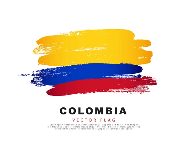 Colombia Vlag Handgetekende Gele Blauwe Rode Penseelstreken Vector Illustratie Geïsoleerd — Stockvector