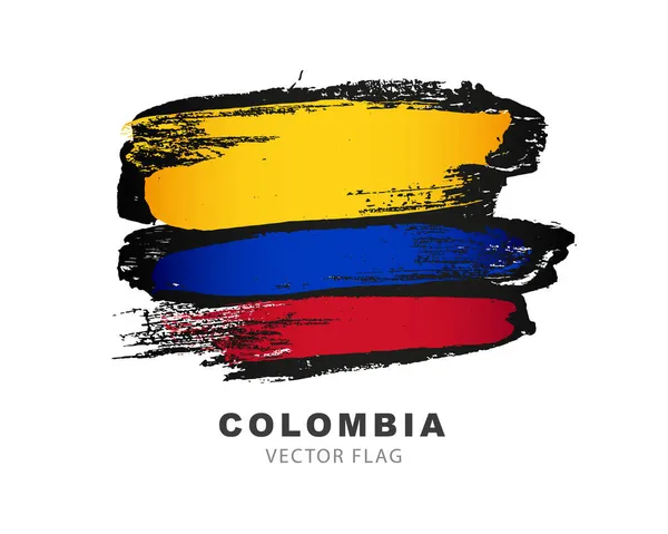 Прапор Колумбії Ручні Кольорові Мазки Пензля Візуальне Зображення Ізольоване Білому — стоковий вектор