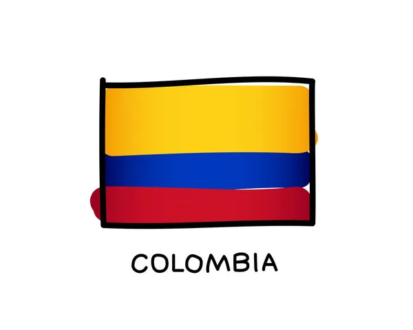 Kolumbijská Vlajka Kolumbijská Vlajka Barevné Logo Ručně Kreslené Žluté Modré — Stockový vektor