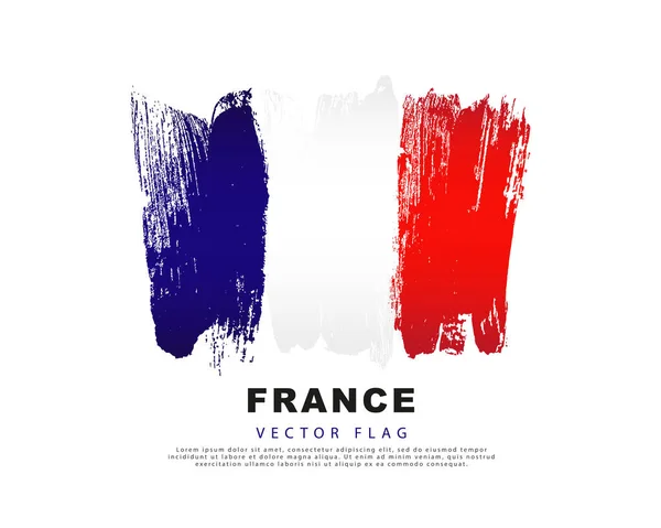 Frankrikes Flagga Frihandsblått Vitt Och Rött Penseldrag Vektor Illustration Isolerad — Stock vektor