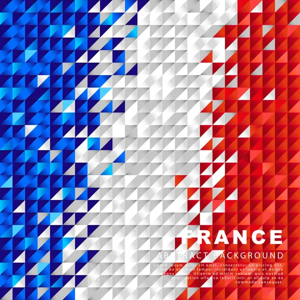 Frankrikes Flagga Abstrakt Fyrkantig Bakgrund Små Trianglar Form Färgglada Blå — Stock vektor