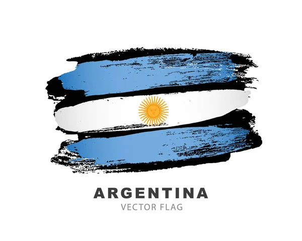 Bandera Argentina Pinceladas Pintadas Mano Ilustración Vectorial Aislada Sobre Fondo — Vector de stock