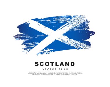 Scotland flag. Hand drawn blue and white brush strokes. Vector illustration isolated on white background. Scottish flag colorful logo. clipart