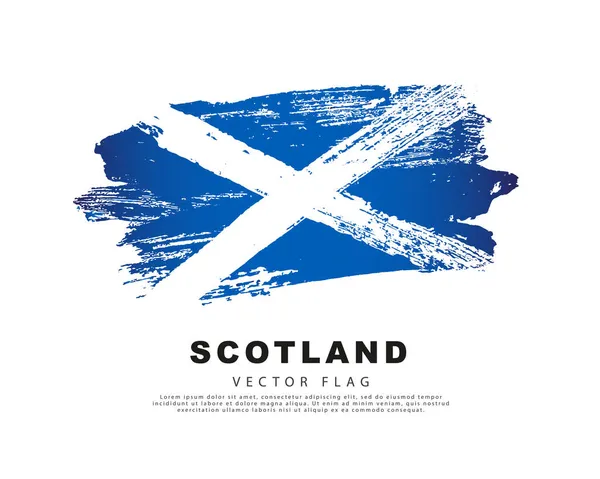 Scotland Flag Hand Drawn Blue White Brush Strokes Vector Illustration — Stock Vector