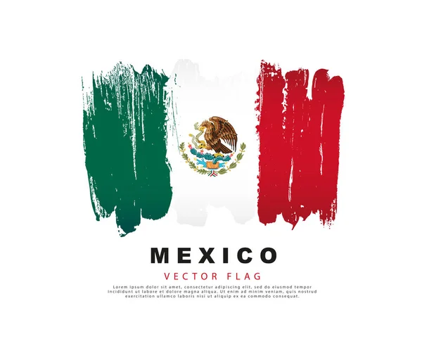 メキシコの旗だ 赤のブラシストロークをフリーハンド 白を基調としたベクトルイラスト メキシコ国旗カラフルなロゴ — ストックベクタ