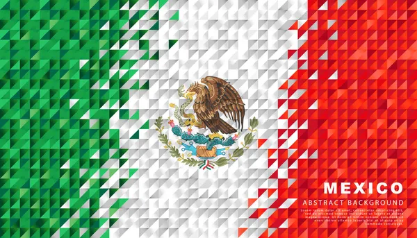 Bandera México Fondo Abstracto Pequeños Triángulos Forma Coloridas Rayas Verdes — Vector de stock