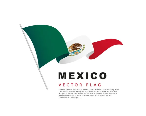 Bandera México Cuelga Asta Bandera Ondea Viento Ilustración Vectorial Aislada — Archivo Imágenes Vectoriales