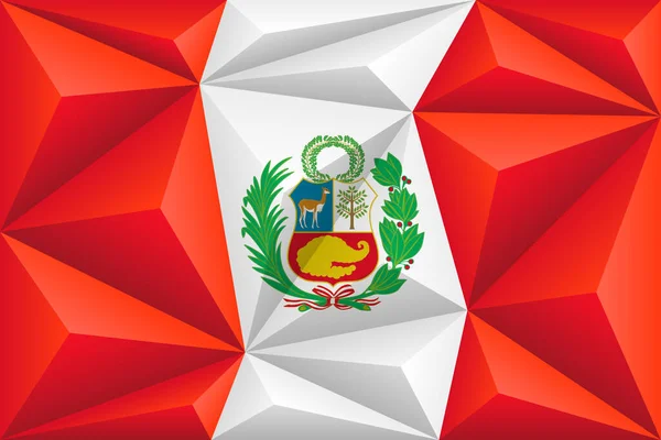 Fondo Poligonal Abstracto Con Coloridas Rayas Rojas Blancas Bandera Peruana — Vector de stock