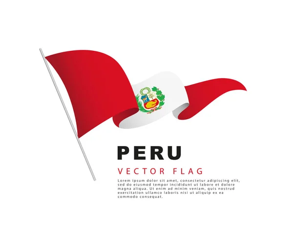 Vlag Van Peru Hangt Aan Een Vlaggenmast Wappert Wind Vector — Stockvector