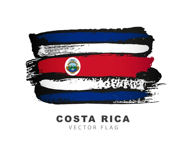 Bandeira Costa Rica Pinceladas Coloridas Desenhadas Mão Ilustração Vetorial Isolada — Vetor de Stock