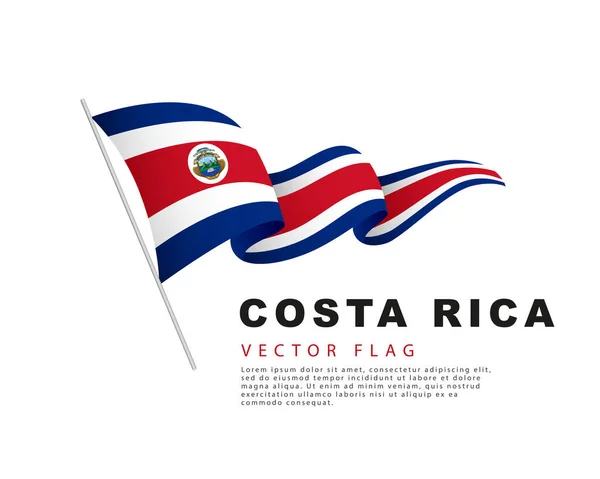 Bandera Costa Rica Cuelga Asta Bandera Revolotea Viento Ilustración Vectorial — Archivo Imágenes Vectoriales