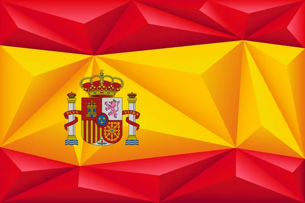 Fondo Poligonal Abstracto Con Coloridas Rayas Rojas Amarillas Bandera Española — Vector de stock