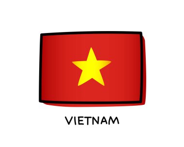 Vietnam bayrağı. El çizimi kırmızı ve sarı fırça darbeleri. Siyah özet. Vektör illüstrasyonu beyaz arkaplanda izole edildi.