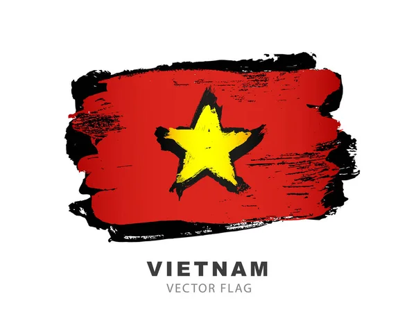 Bendera Vietnam Goresan Kuas Berwarna Yang Digambar Tangan Ilustrasi Vektor - Stok Vektor