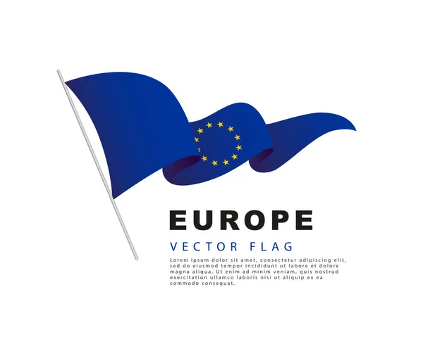 Drapeau Europe Est Suspendu Mât Drapeau Flotte Dans Vent Illustration — Image vectorielle